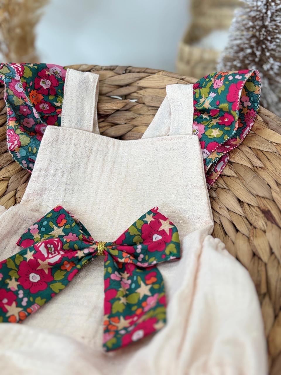 ÉDITION LIMITÉE - Barboteuse Liberty Fuchsia / gaze de coton irisée - EN COMMANDE