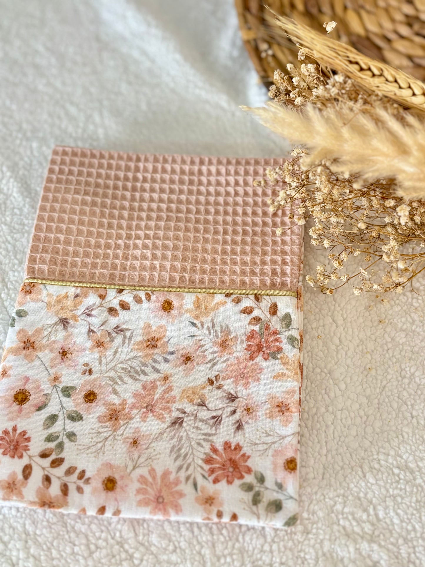 🌸✨ Protège Carnet de Santé - Vieux Rose & Motifs Fleuris Doux ✨🌿