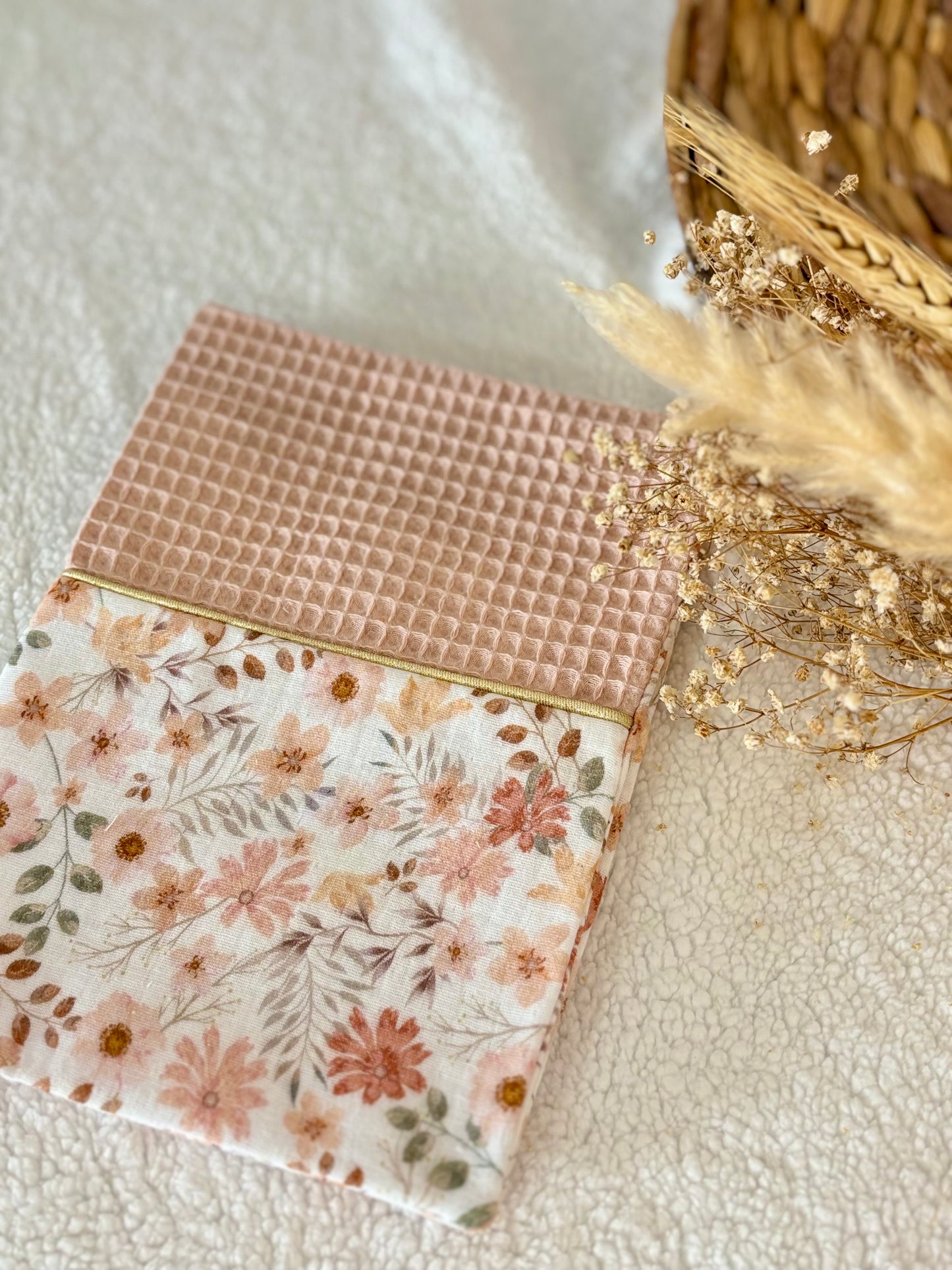 🌸✨ Protège Carnet de Santé - Vieux Rose & Motifs Fleuris Doux ✨🌿