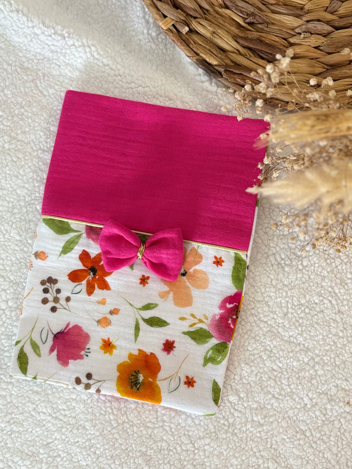 🌸✨ Protège Carnet de Santé - Fuchsia & Fleurs de Printemps ✨🌿