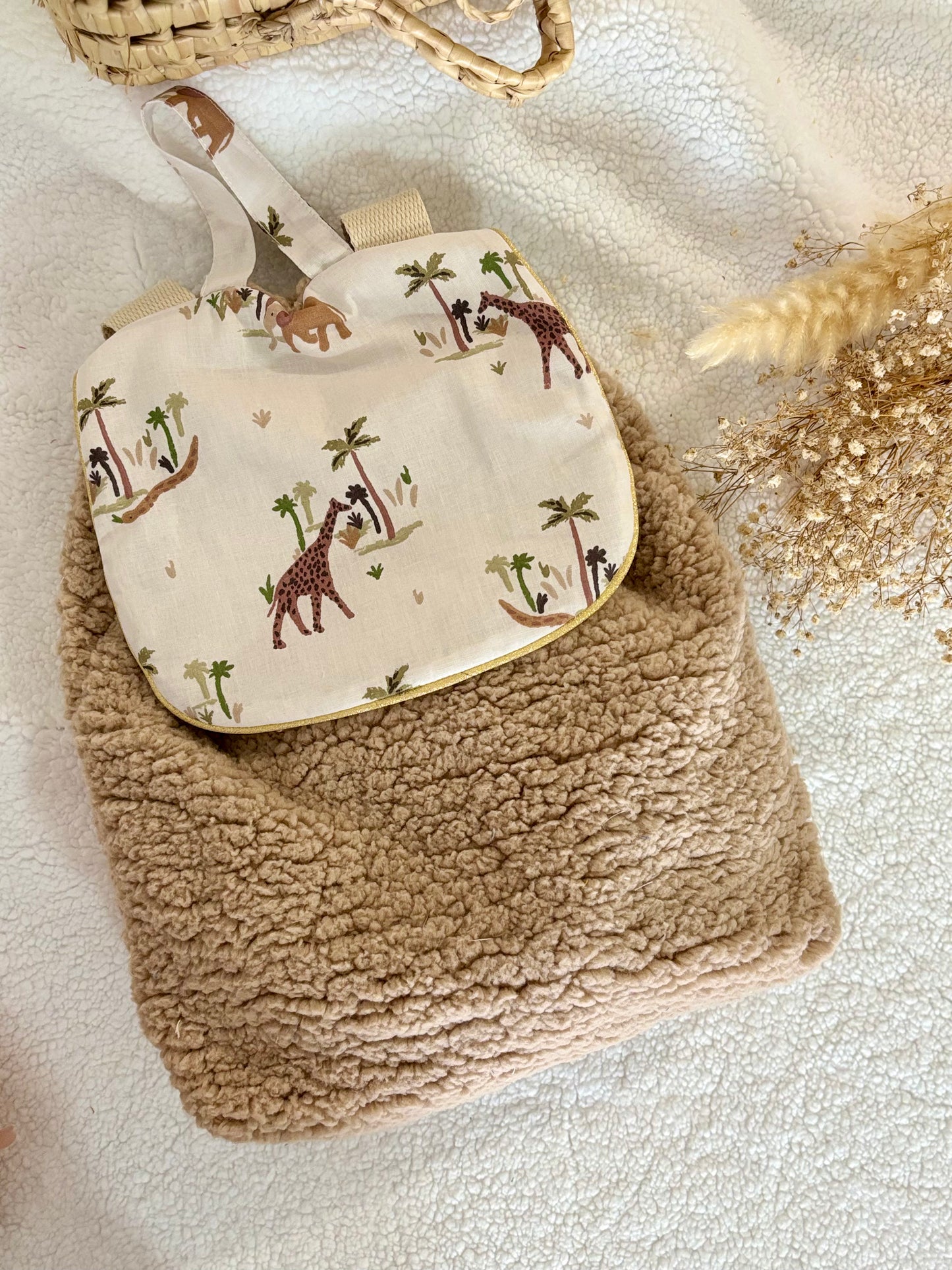 🦁🌿 Sac de Crèche - Thème Savane & Douceur Moumoute 🌿🦁