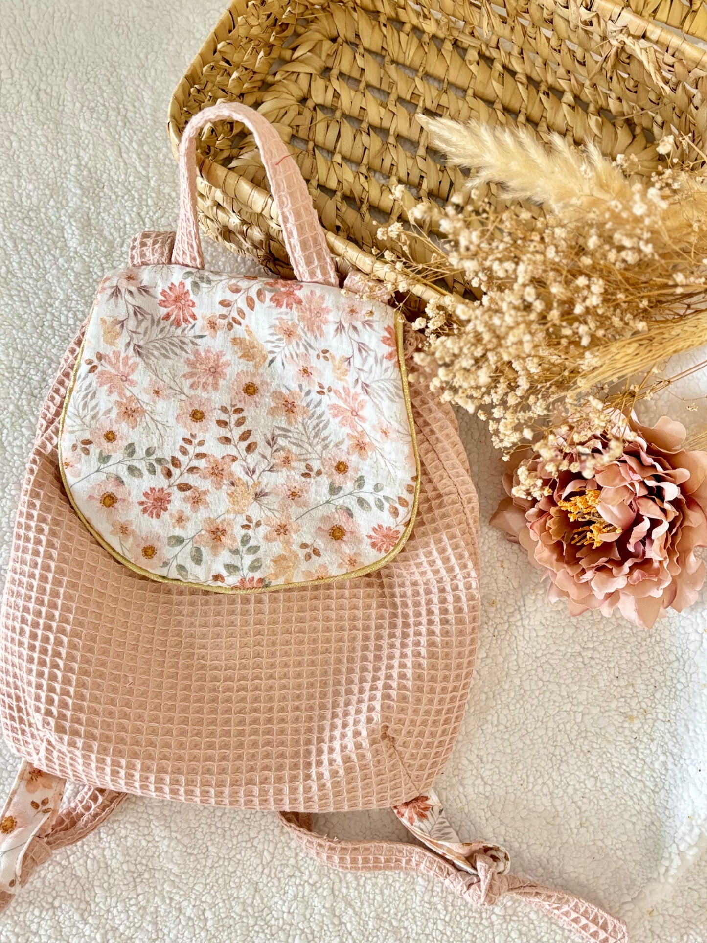 Sac crèche- Motifs Fleuris ROSE