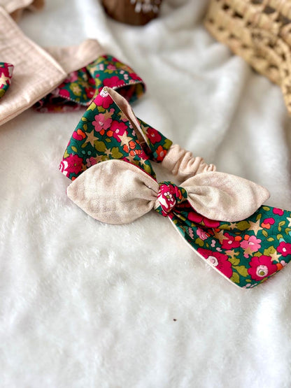 ÉDITION LIMITÉE - Barboteuse Liberty Fuchsia / gaze de coton irisée -  EN COMMANDE