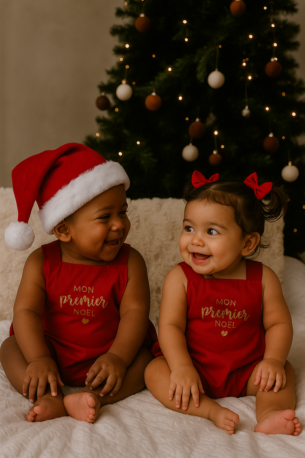 Barboteuse Rouge "Mon premier noël" / EN COMMANDE