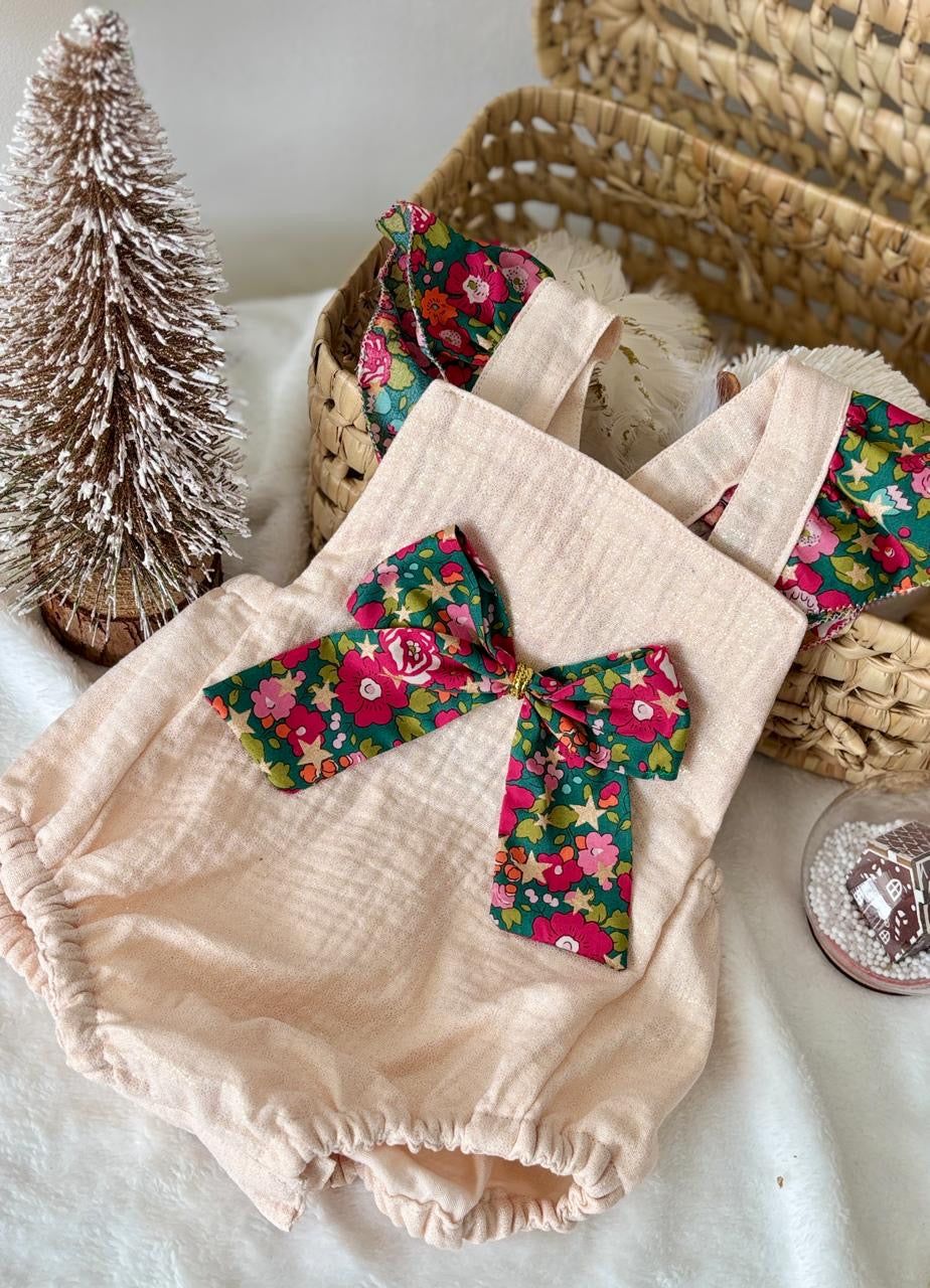 ÉDITION LIMITÉE - Barboteuse Liberty Fuchsia / gaze de coton irisée -  EN COMMANDE