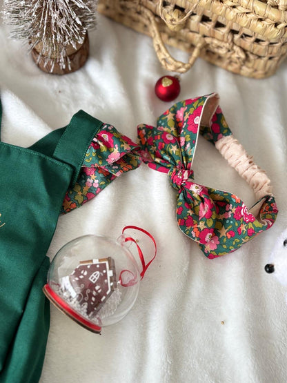 ÉDITION LIMITÉE - Barboteuse Liberty Fuchsia / coton vert -  EN COMMANDE