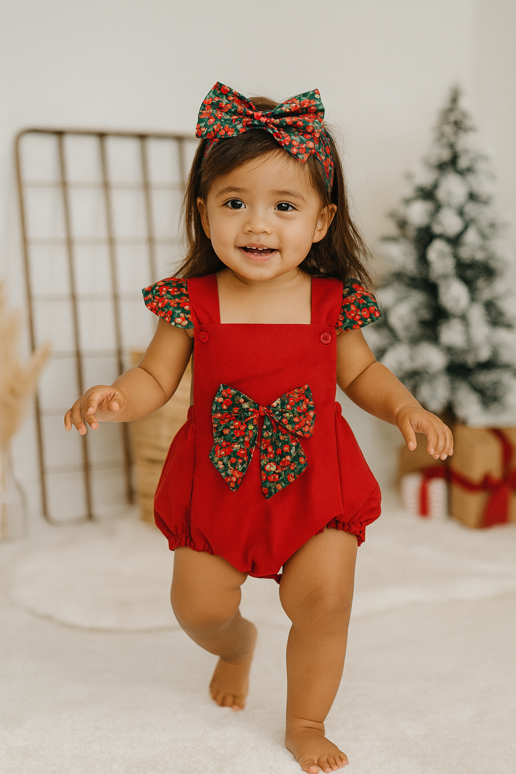 EDITION LIMITÉE - Barboteuse Rouge de Noël Liberty rouge - EN COMMANDE