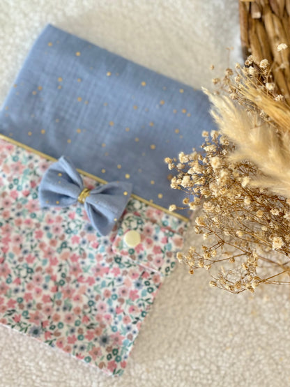 💙✨ Protège Carnet de Santé - Bleu Bébé & Motifs Doux ✨🌿