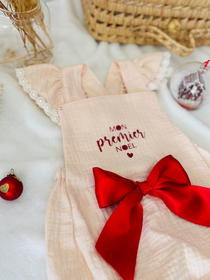 Barboteuse "Mon premier Noël" gaze de coton irisée -  EN COMMANDE