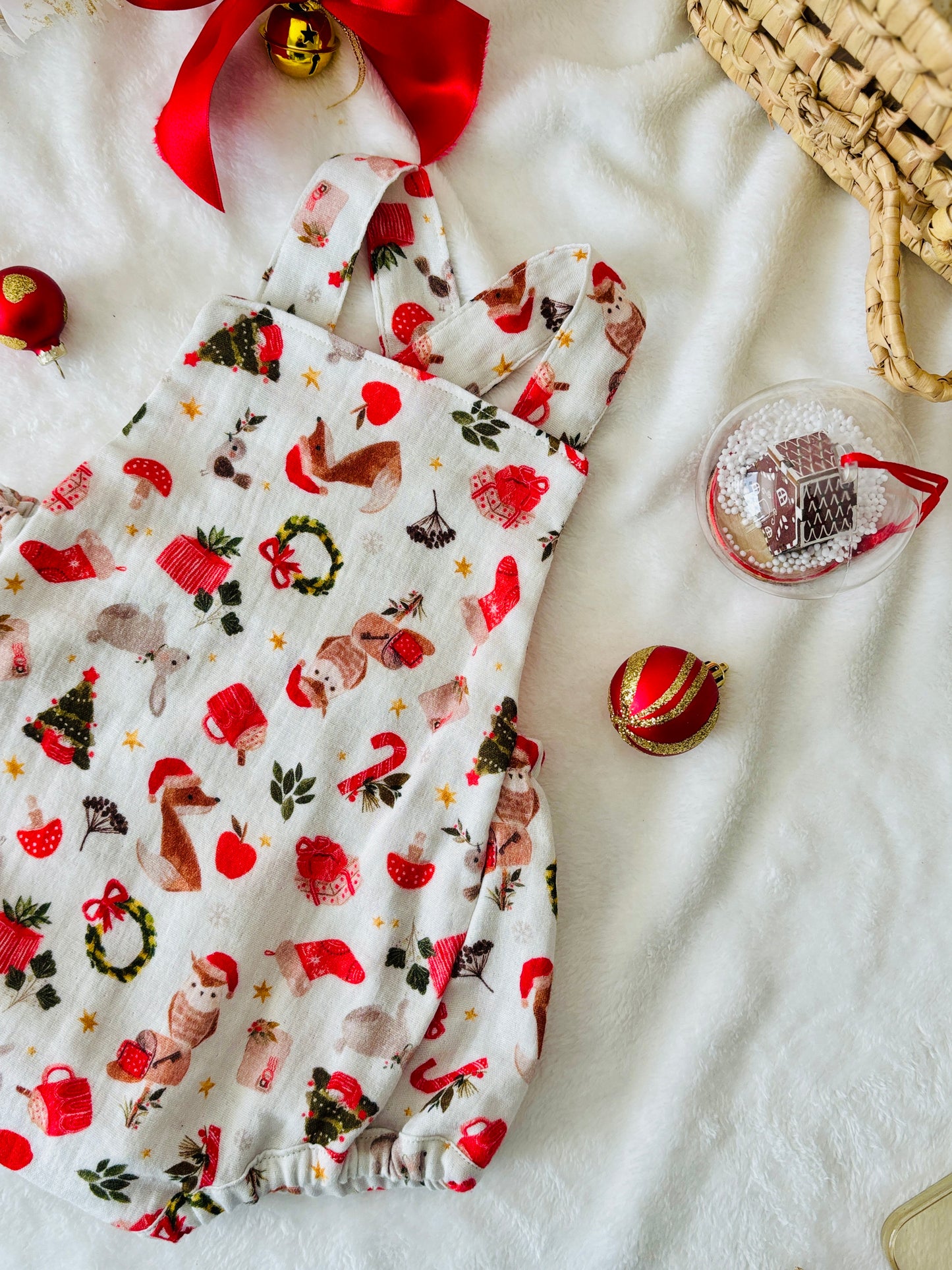 Ensemble Jupette  et bandeau gaze de coton - Motifs de Noël - EN COMMANDE