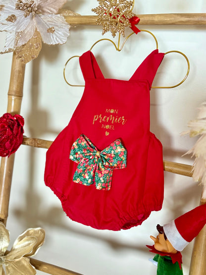 Barboteuse Rouge "Mon premier noël" / EN COMMANDE
